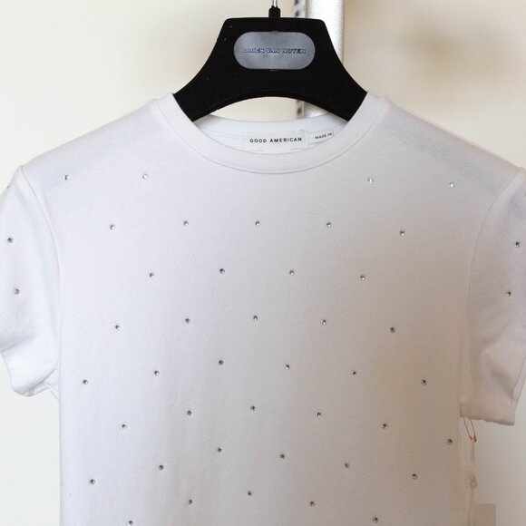 Good American T shirt with crystal beads  white size XS - Picture 2 of 6